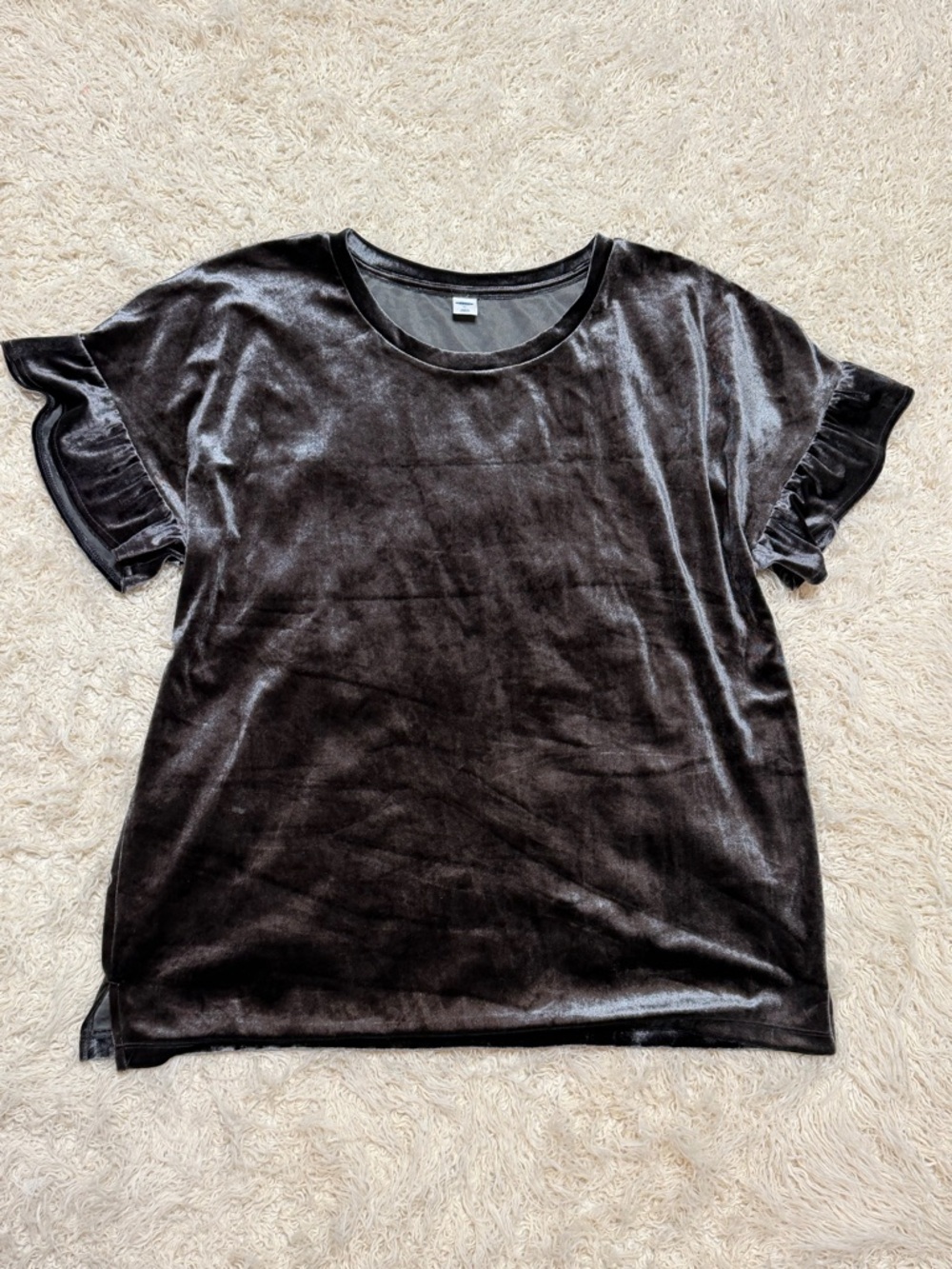Old Navy Women's XL Velvet Short-Sleeve Top in Charcoal